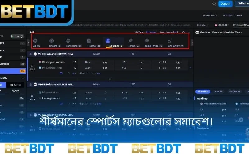 শীর্ষমানের স্পোর্টস ম্যাচগুলোর সমাবেশ।